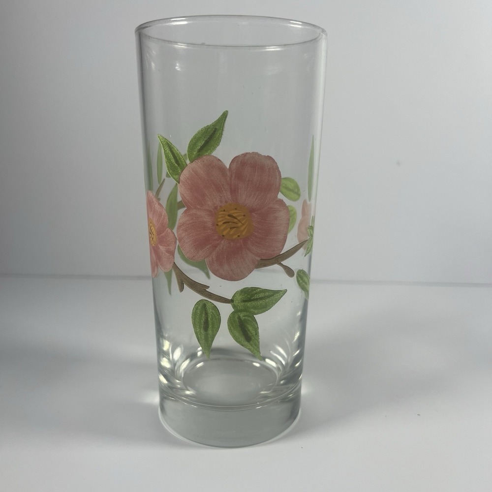 VTG Franciscan Desert Rose Glass Ice Tea Drinking Tumbler 6 1/4"